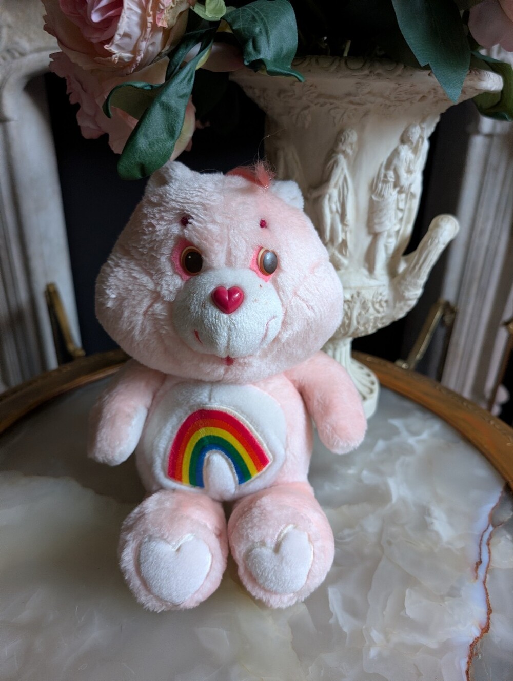 Sooo cute!!! Vintage 1983 Kenner Pink Cheer Rainbow Care Bear 13” Plush Stuffed